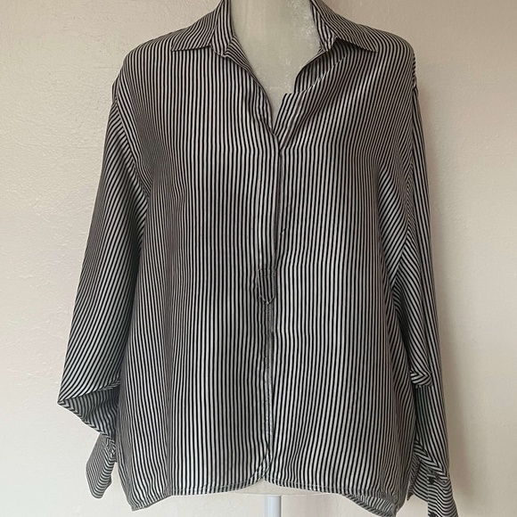 Elizabeth and James Tops - Elizabeth and James Silk Satin Hi-Low Shirt